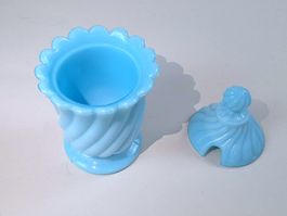 Senftopf blaue Opalglas