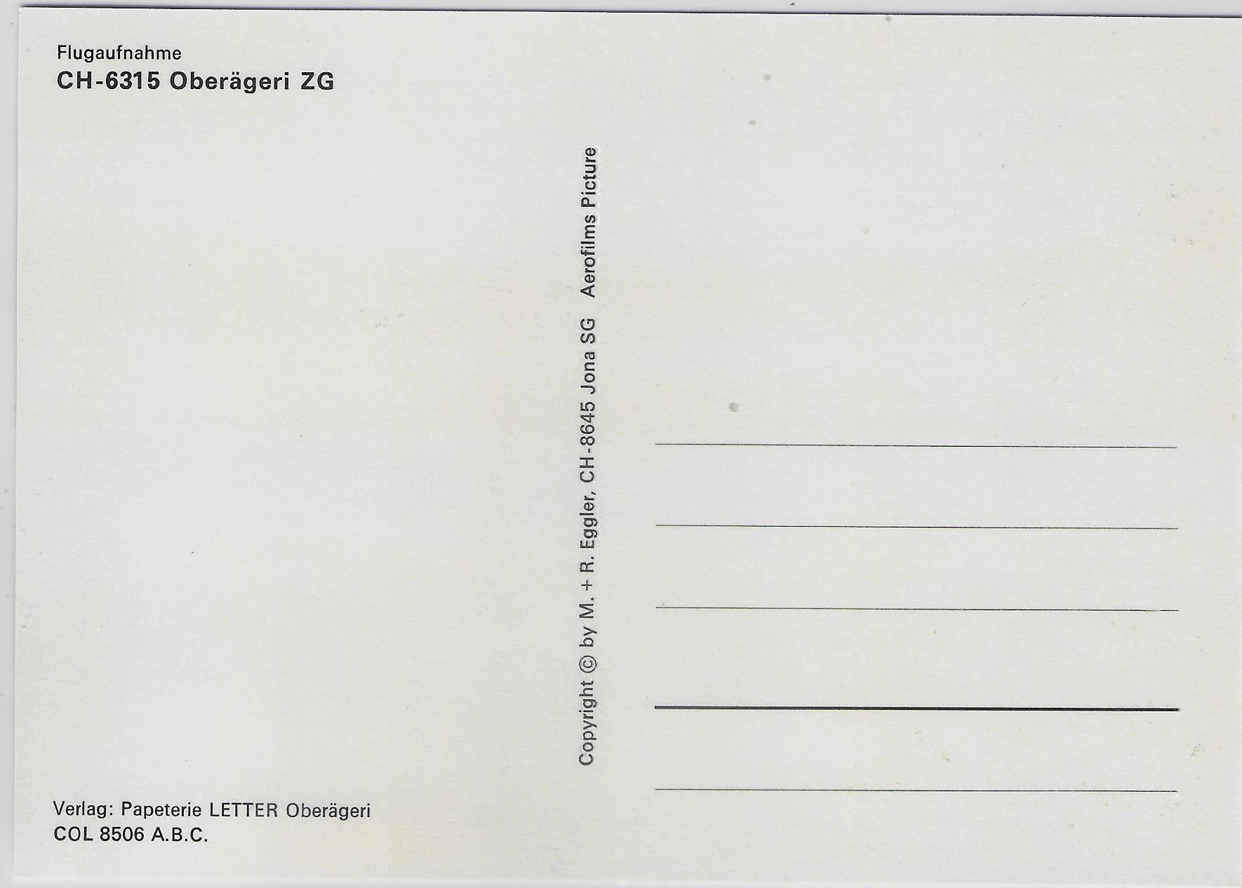 Cartoline postali: Flugaufnahme Oberägeri ZG – Antico da Ettingen venduto da Kartenplanet 1