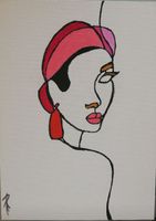 One line art "Woman" in rosa Farben
