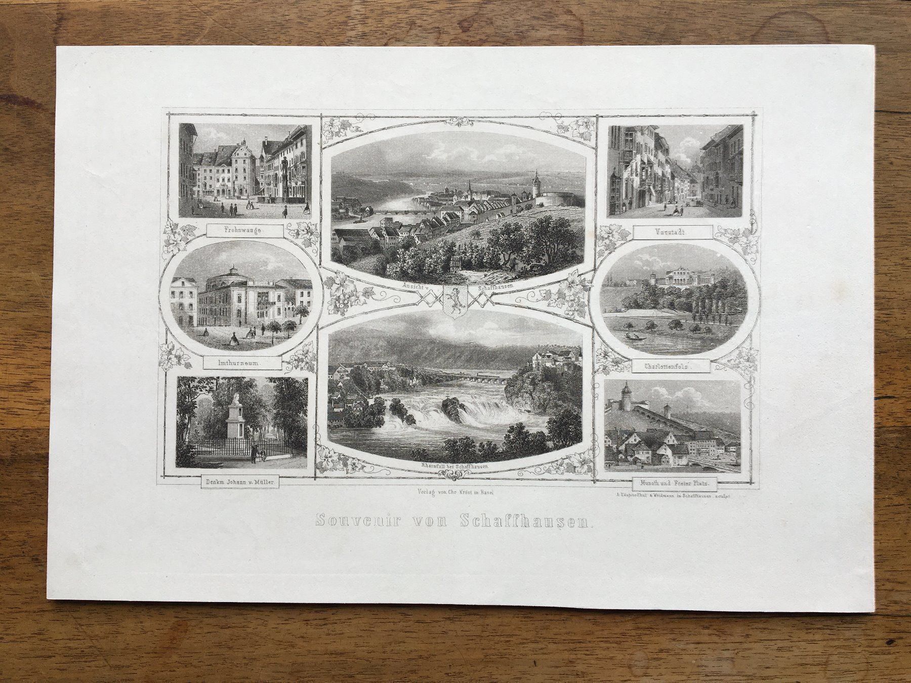 Xilografie: SCHAFFOUSE   SOUVENIR – Nuovo (secondo la descrizione) da Bevaix venduto da bohrap