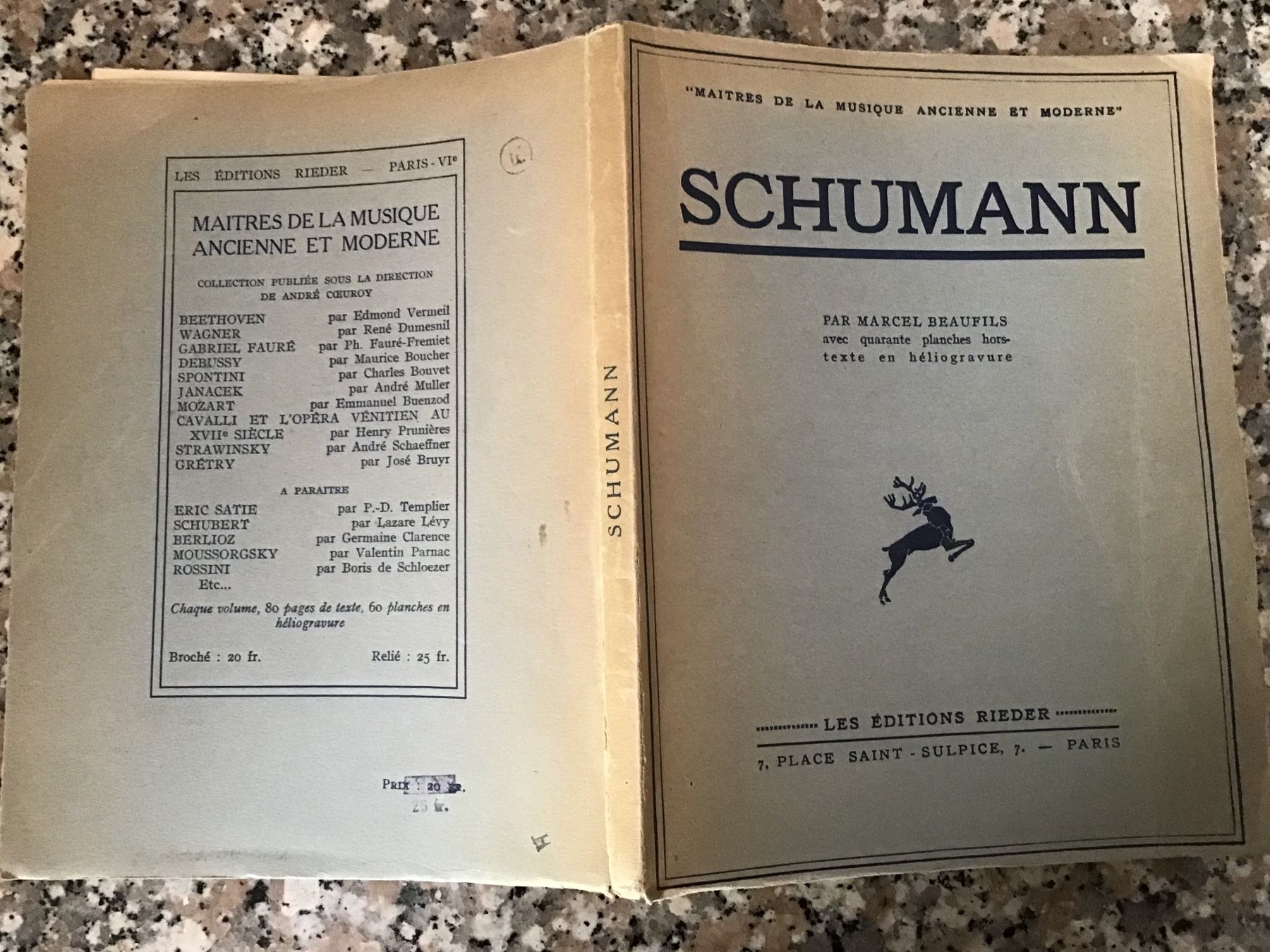 Bücher: Schumann par Marcel Beaufils 40 héliogravures – Gebraucht aus Fully von Ruby97 8