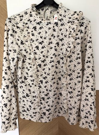 Chemisier à fleurs avec volants, taille 42,