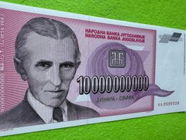 Belgrad 1993 - Jugoslawien - 10000000000 Dinara UNC - TESLA