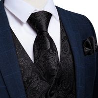 Paisley Weste Black Anzug M-L-XL-XXL + Krawatte