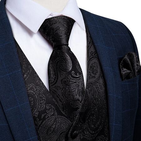 Paisley Weste Black Anzug M-L-XL-XXL + Krawatte