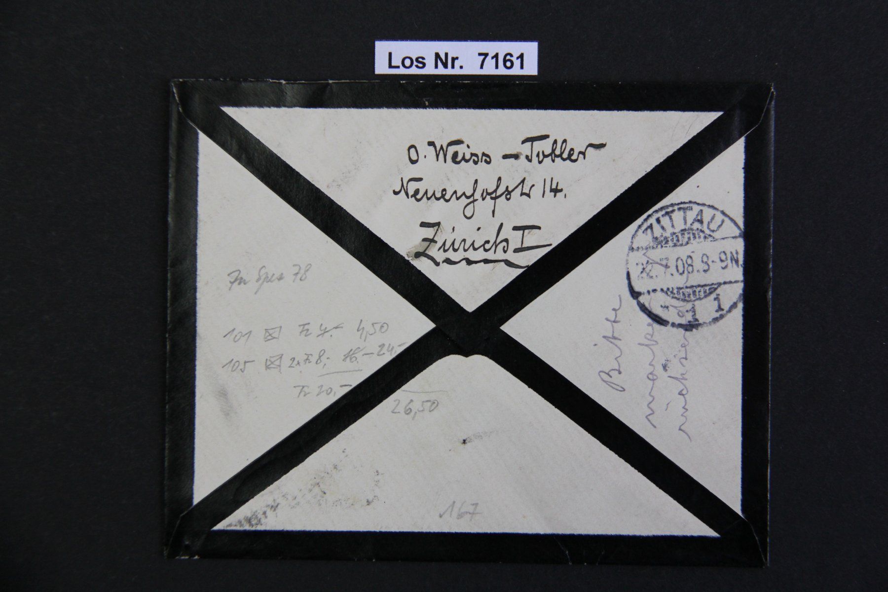 Alle Briefmarken: CH 1908 Brief sauber gestempelt                     Los 7161 – Gebraucht aus Volken von jukon65 1