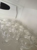 Vintage Kristall-Dessertschalen auf Fuss mit Diamantschliff
