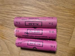 3x 5 Rappen-Originalrollen 1967, 1975, 1980 - Top!