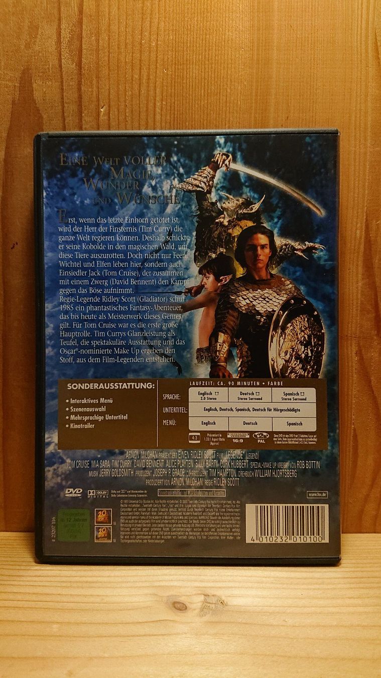 Tutti i DVDs: LEGENDE DVD 1985 mit Tom Cruise – Usato da Wilderswil venduto da Exebub 1