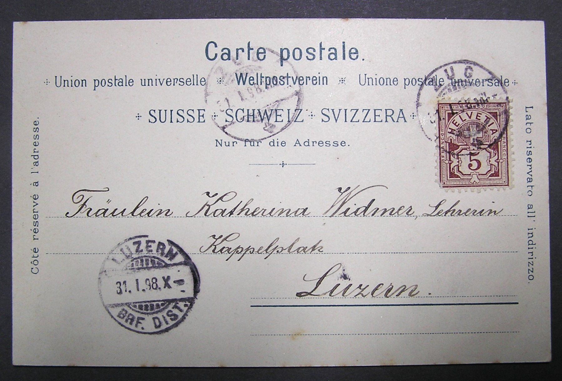 Ansichtskarten: Litho Souvenir de Lausanne 1898 – Gebraucht aus Grenchen von Antique-hunter 1