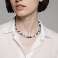 Turquoise, Amethyst & Pearl Necklace - Sterling Silver