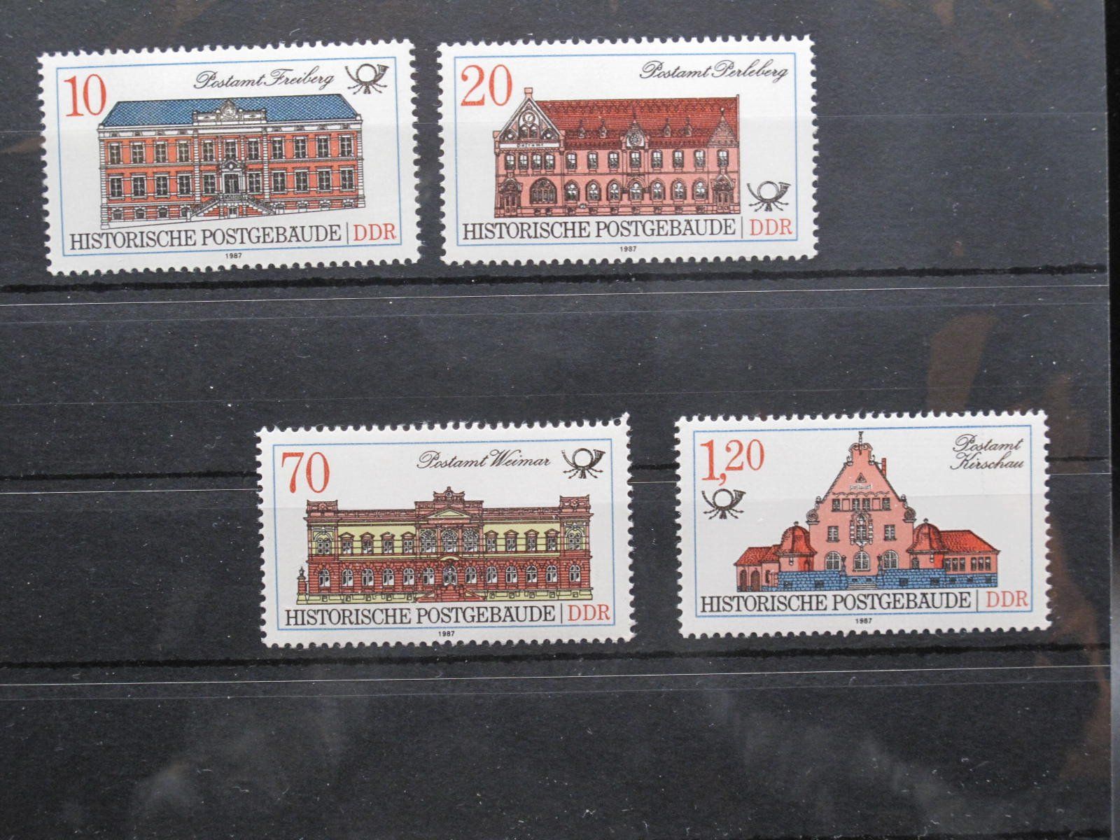 Tutti i francobolli: DDR 1987 Historische Postgebäude ** – Usato da Wil SG venduto da fva01