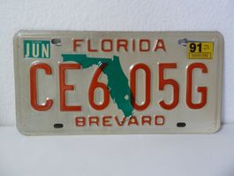 USA Nummernschild Autonummer License Plate FLORIDA CE6 05G