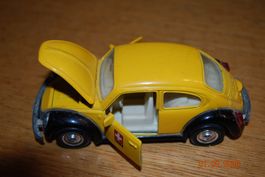 VW Käfer PTT Modellauto gelb schwarz gebrauchter Zustand  -