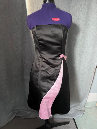 Schwarzes Satin Abendkleid Gr. 36 mit Schleife