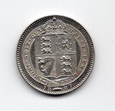 Tutti le monete: (1395) England, 1 Schilling 1887, fast stgl – Usato da Rüthi (Rheintal) venduto da erdnuessli1 1