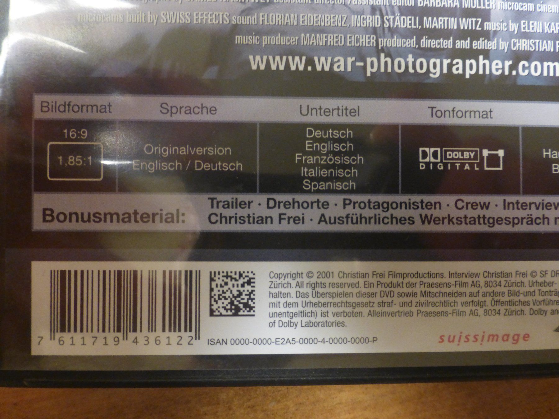 Tutti i DVDs: War Photographer Dokumentation DVD – Usato da Zumikon venduto da psisound 2