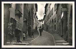 Lugano, Via Cattedrale, Strassenpartie m