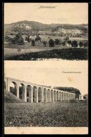 AK Gümmenen, Ortsansicht und Eisenbahnviadukt