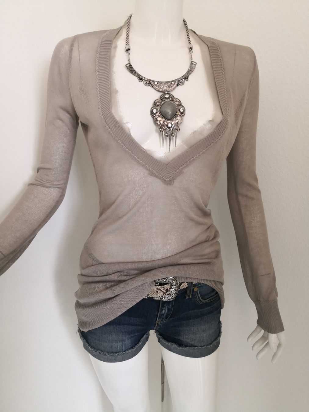 Pullover & Sweatshirts: 🤩POIS STRICK-PULLOVER BEIGE 100% SEIDE MIT CHIFFON-BORD – Neu (gemäss Beschreibung) aus Olten von Naja-Twins-Twins 3