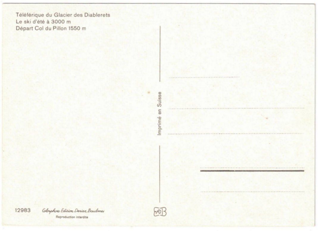 Cartes postales: Col du Pillon - Télècabine / Gondelbahn – D'occasion à Binningen par Mountainrider 1