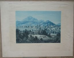 Luzern grosse Blauton Aquatinta von Winterlin