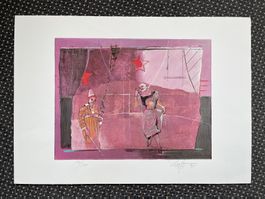 Original Lithografie Zirkusszene Rolf Knie 1984   (ID B5650)