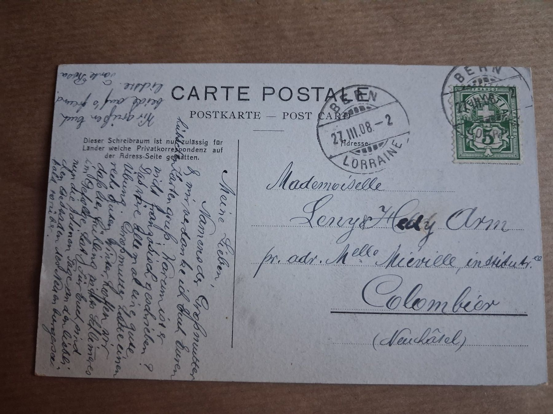 Cartoline postali: Ansichtskarte Blausee Kandertal, Bern 27.III.1908. Gelaufen – Usato da Hagendorn venduto da siwasi3 1