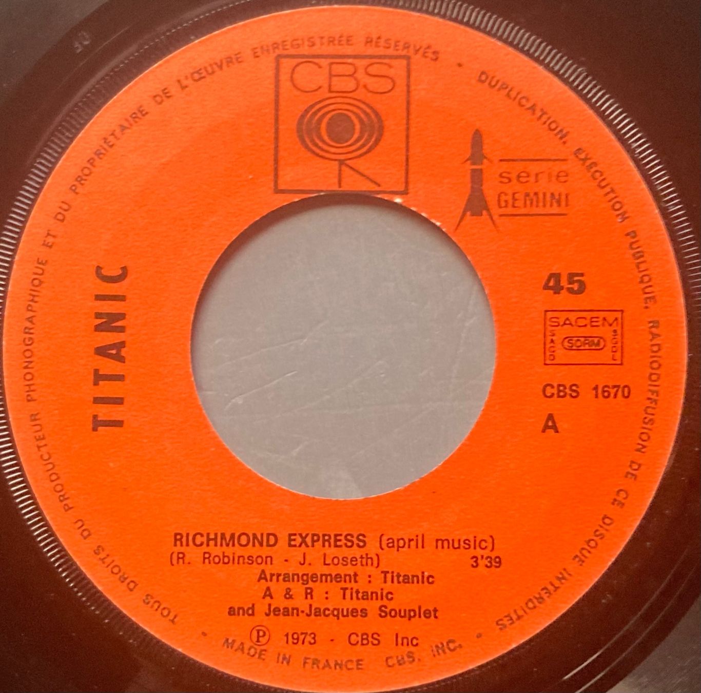 Vinyles: TITANIC - RICHMOND EXPRESS / HEIA VALENGA – D'occasion à Poliez-Pittet par Newtown-Records 2