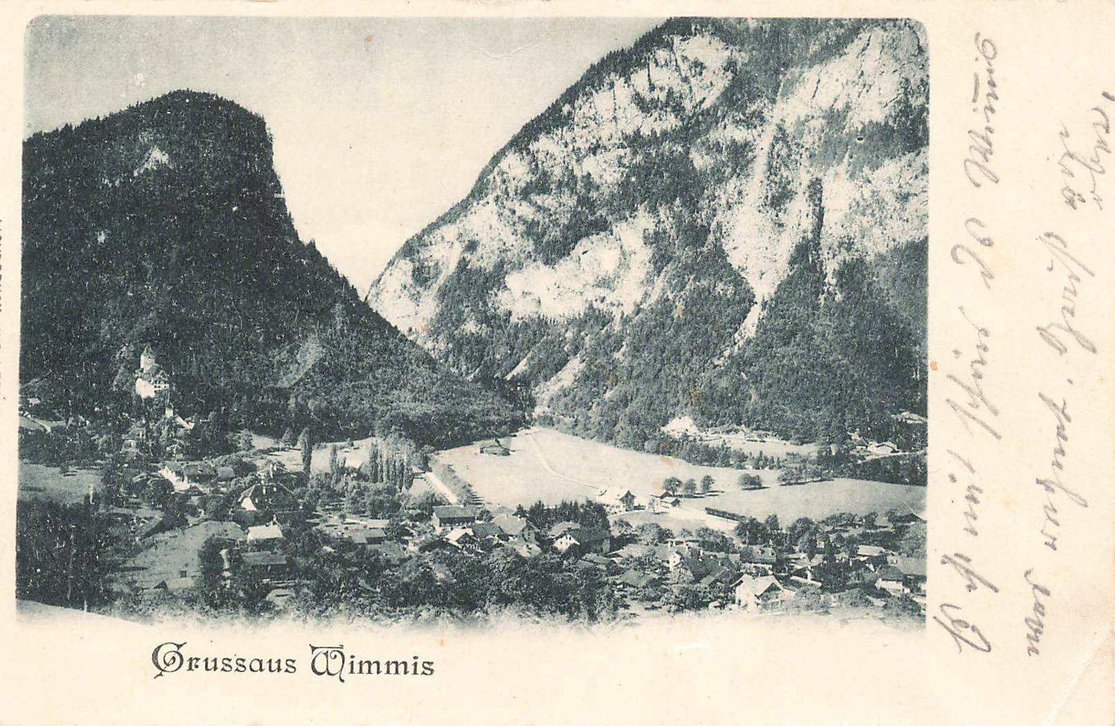 Ansichtskarten: Wimmis BE Dorf Panorama – Gebraucht aus Biasca von Blenio71