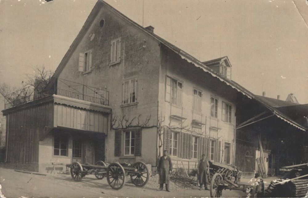 Buchs (Zürich, Fotokarte, gel. 1913, Schreinerei? Fuhrwerk | Kaufen auf ...