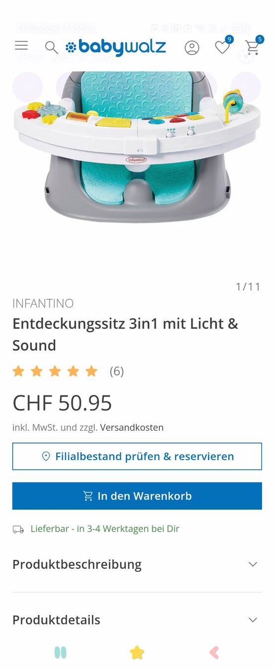 Sgabelli: Baby Sitz mit Musik – Nuovo (secondo la descrizione) da Kefikon TG venduto da Livline 3