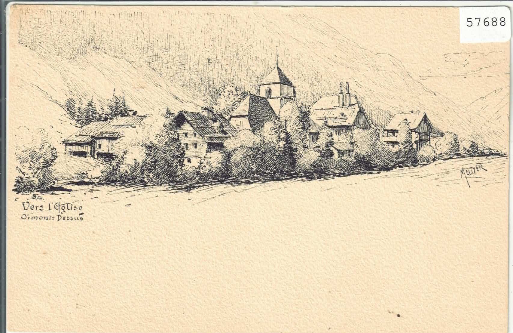 Cartoline postali: Vers l'Eglise - Ormonts-Dessus - Meltzer – Usato da Ettingen venduto da Kartenplanet