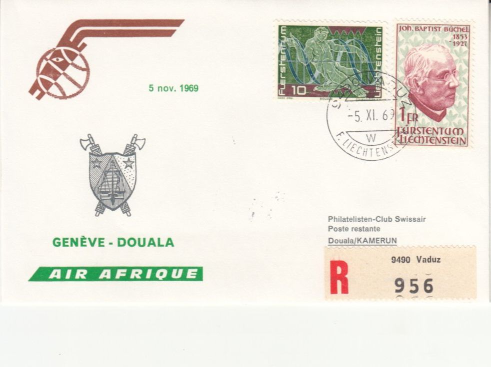 Tutti i francobolli: SLH RF 69.25bL Genève-Douala – Usato da Bürglen TG venduto da StampGraf
