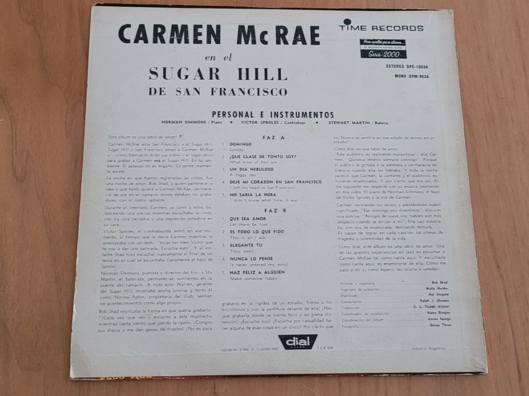 Vinyles: LP  Carmen McRae – D'occasion à Martigny par MZ-67 2