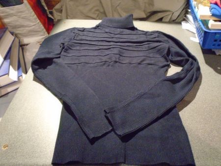 Rollkragenpullover ca. Grösse S, dunkelblau/schwarz, Streife