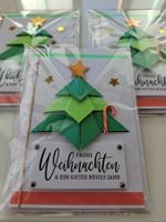 3x Weihnachtskarten handgemacht Tannenbaum 3D Effekt