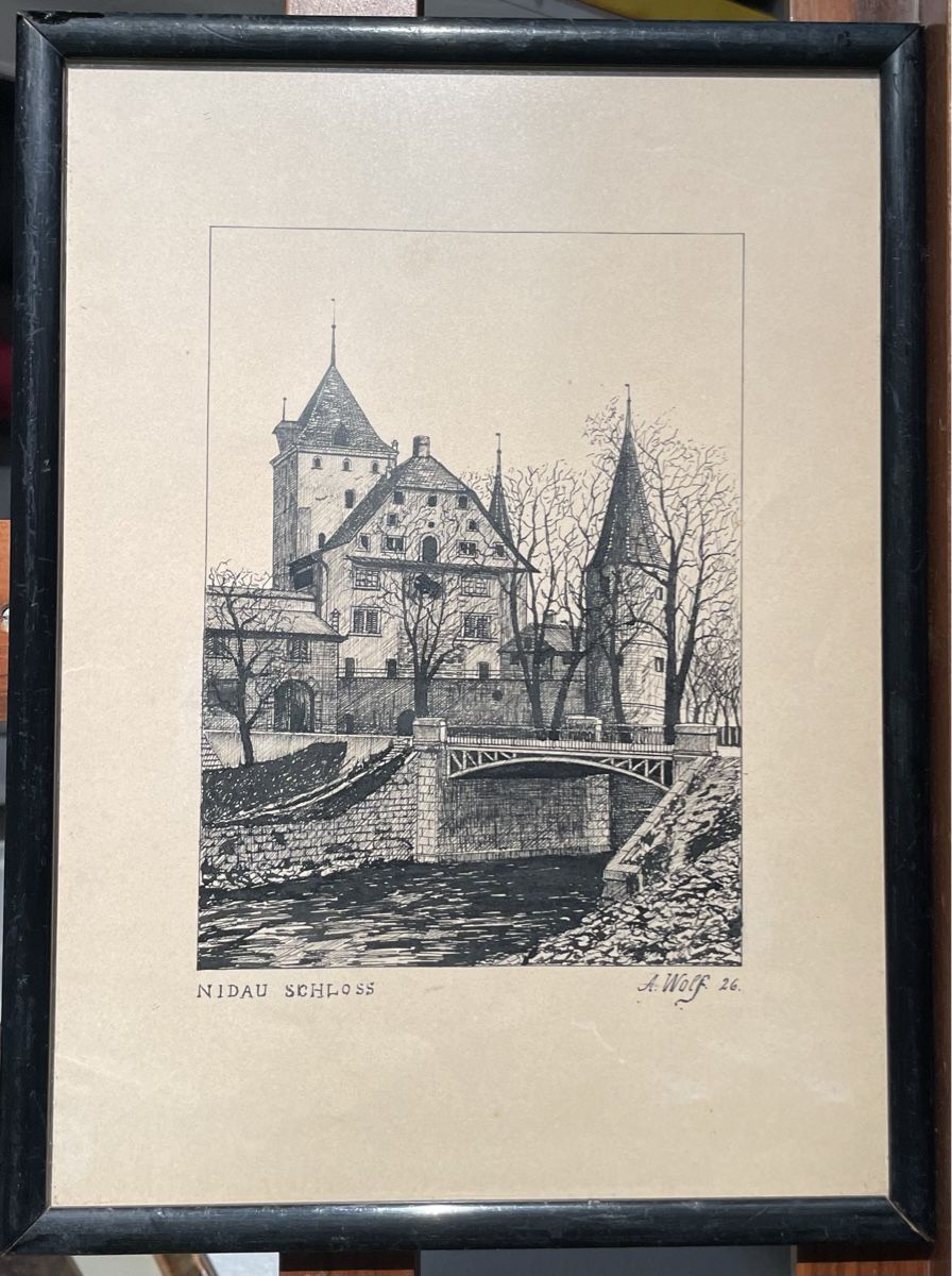 Gemälde: Nidau Zeichnung Wolf 1926 – Gebraucht aus Biel/Bienne von Galaq 1