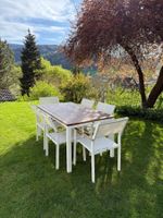 GLOSTER Gartentisch mit 6 Stühlen Holz/Metall, guter Zustand