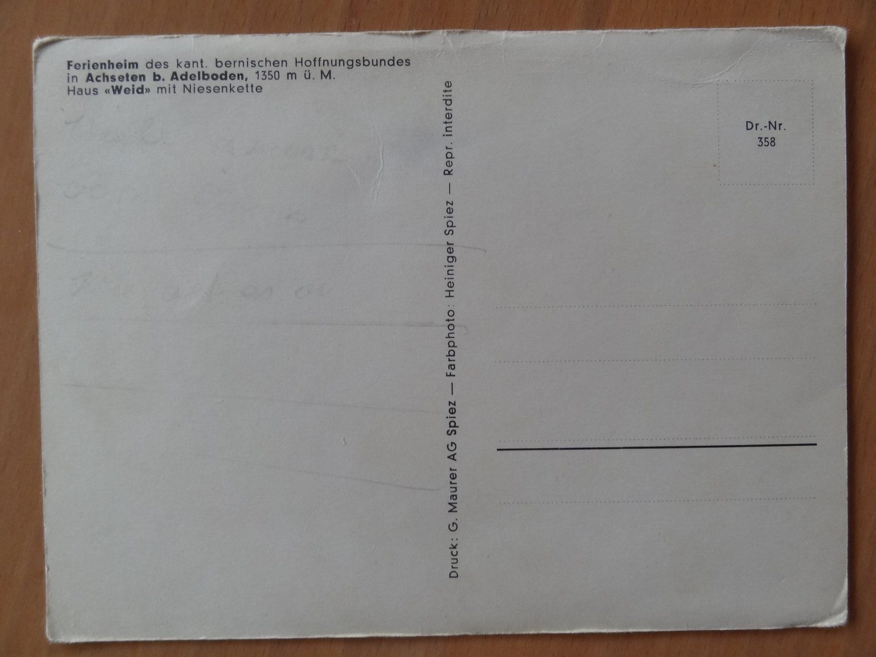Cartoline postali: Achseten - bei Adelboden - Haus Weid – Usato da St Léonard venduto da Riglin 1