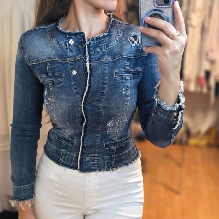 ✨ Jeansjacke mit Strass Details Gr.S/S-M