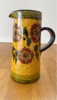 Vintage Keramik Krug / Vase mit Blumenmuster, handbemalt