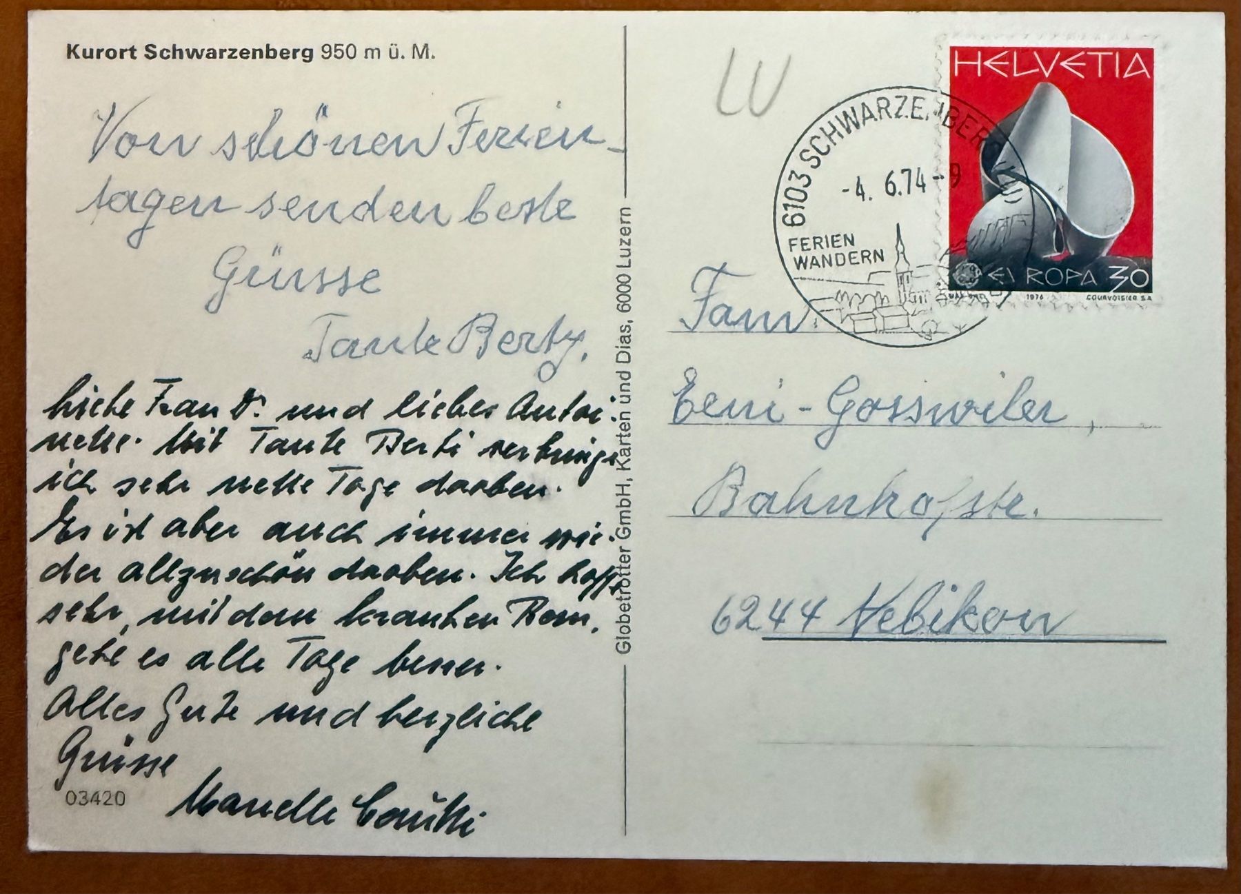Cartoline postali: Schwarzenberg - 1970 – Usato da Lutry venduto da Ediego 1