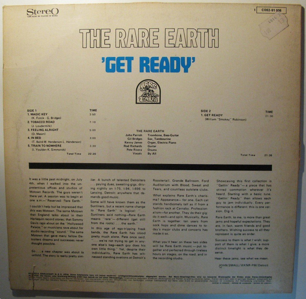 Schallplatten: RARE EARTH "Get Ready" RI LP 1971 IN VG++/EX – Gebraucht aus Monthey von Pingmub 2