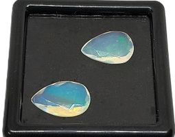 2x Opales poire à facettes 12x7 mm - Valeur 210.- Fr