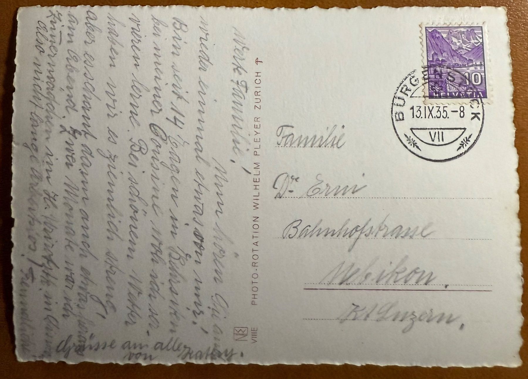 Cartoline postali: Bürgenstock 1935 – Usato da Lutry venduto da Ediego 1