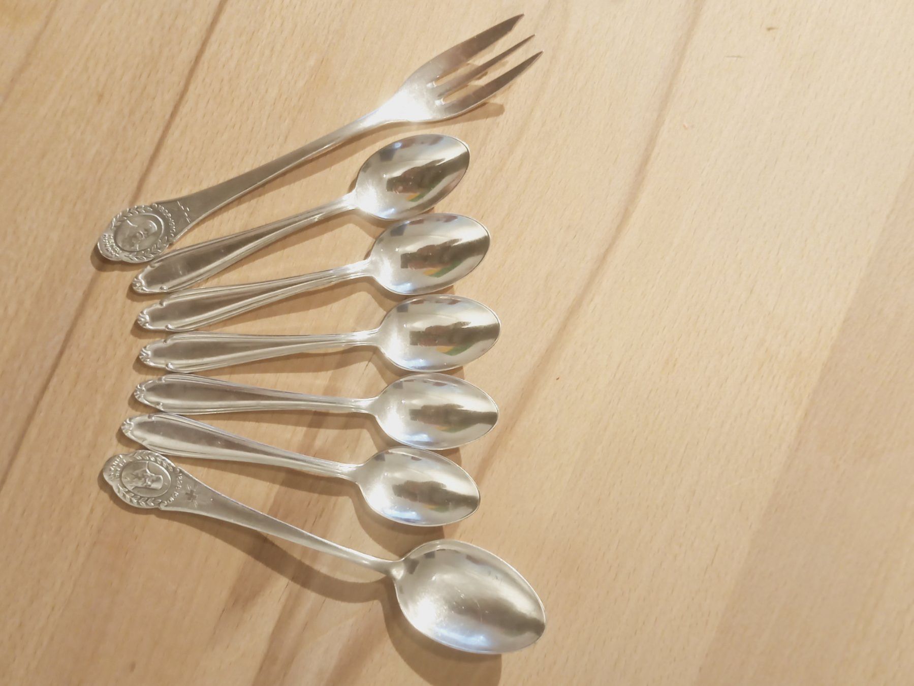 Set di posate: Silber Löffel u. Gabel, 5 Teelöffel 90-18 Silber – Usato da Tuebach venduto da bac_7kpb 1