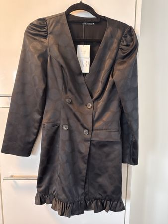 Zara Blazerkleid schwarz mit Punktemuster, Gr. S, Neu!