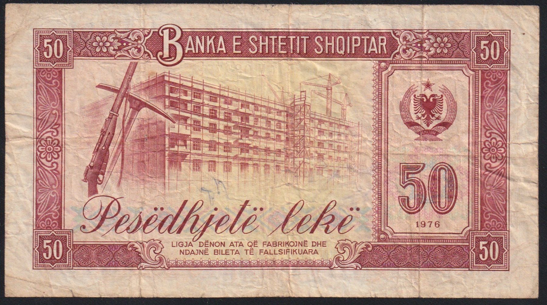 Banconote: Albanien 50 Leke 1976 – Usato da Brugg AG venduto da banknoten_muesli 1