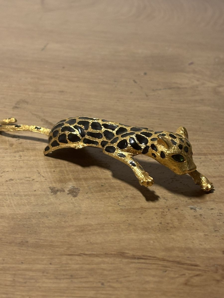 Tutte le decorazioni: Vintage Leopard Brosche mit dekorativer Holzschatulle – Usato da Orpund venduto da BlackEagel80 4